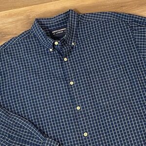 Abercrombie & Fitch Button Down Mens XL Oversized Grid Check Blue Vintage 90s